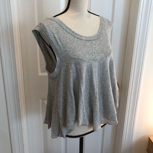 FREE PEOPLE GRAY RIBBED FLOWY TOP